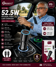 52.5W PD Dual Port Car Charger with USB-C Cable